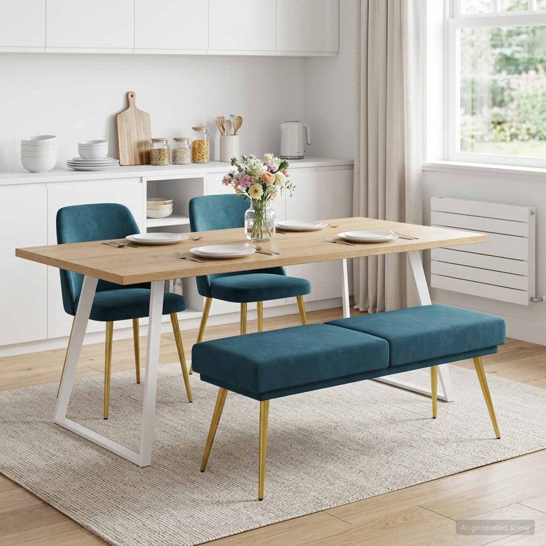 Dobbeltlagret bænk Blå 120 x 45 x 46 cm Fløjl