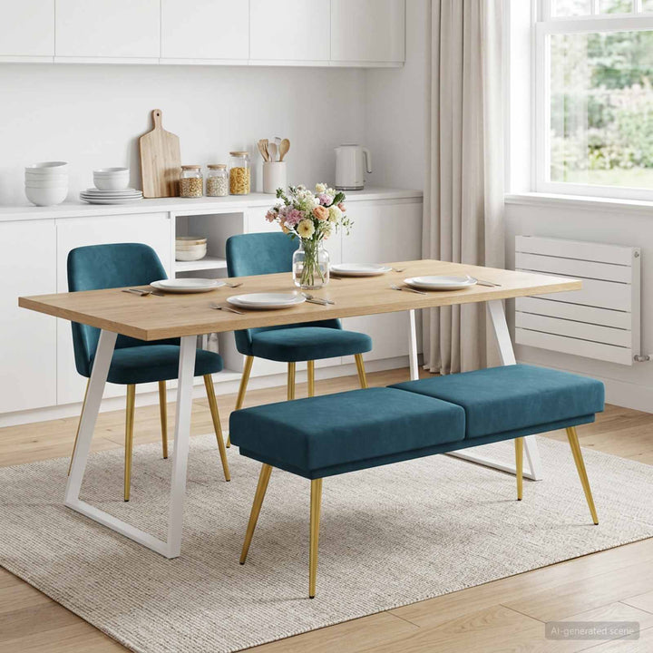 Dobbeltlagret bænk Blå 120 x 45 x 46 cm Fløjl