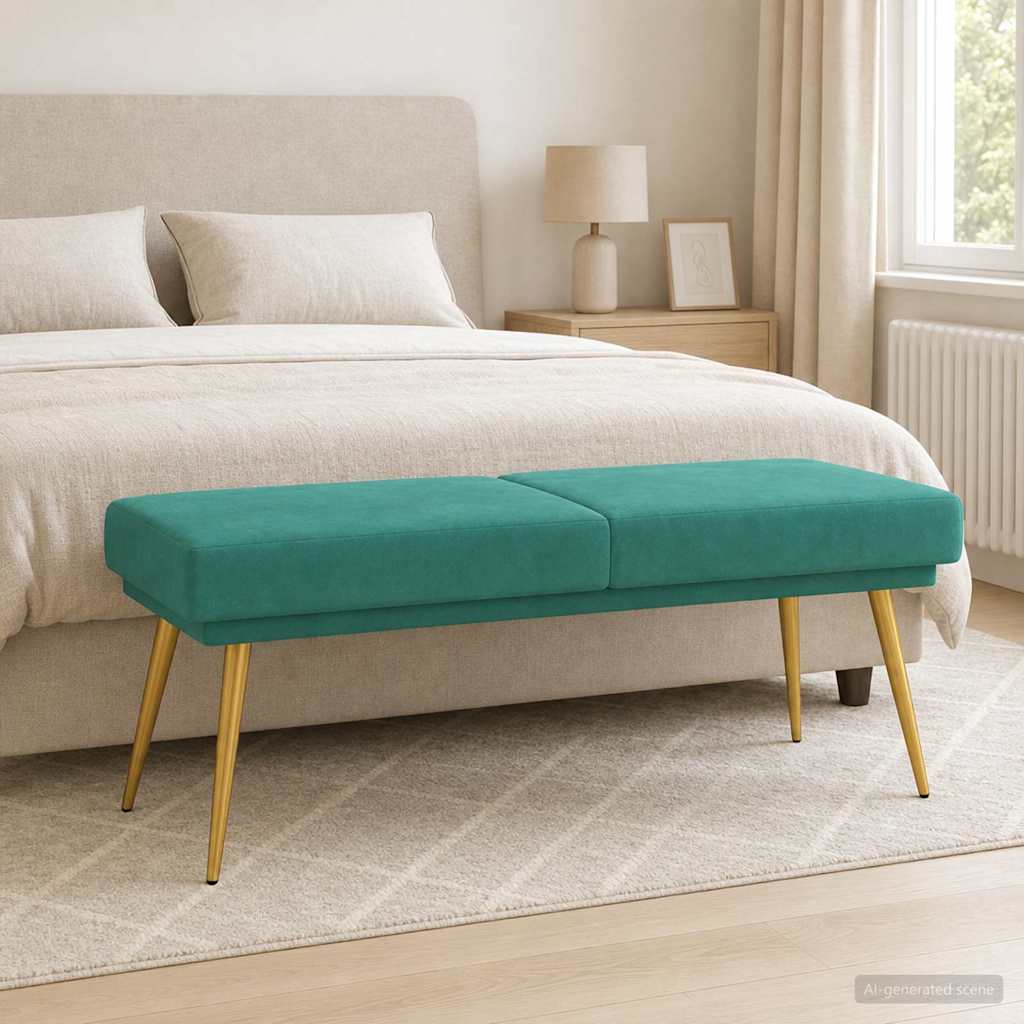 Dobbeltlagret bænk Turkis 120 x 45 x 46 cm Fløjl