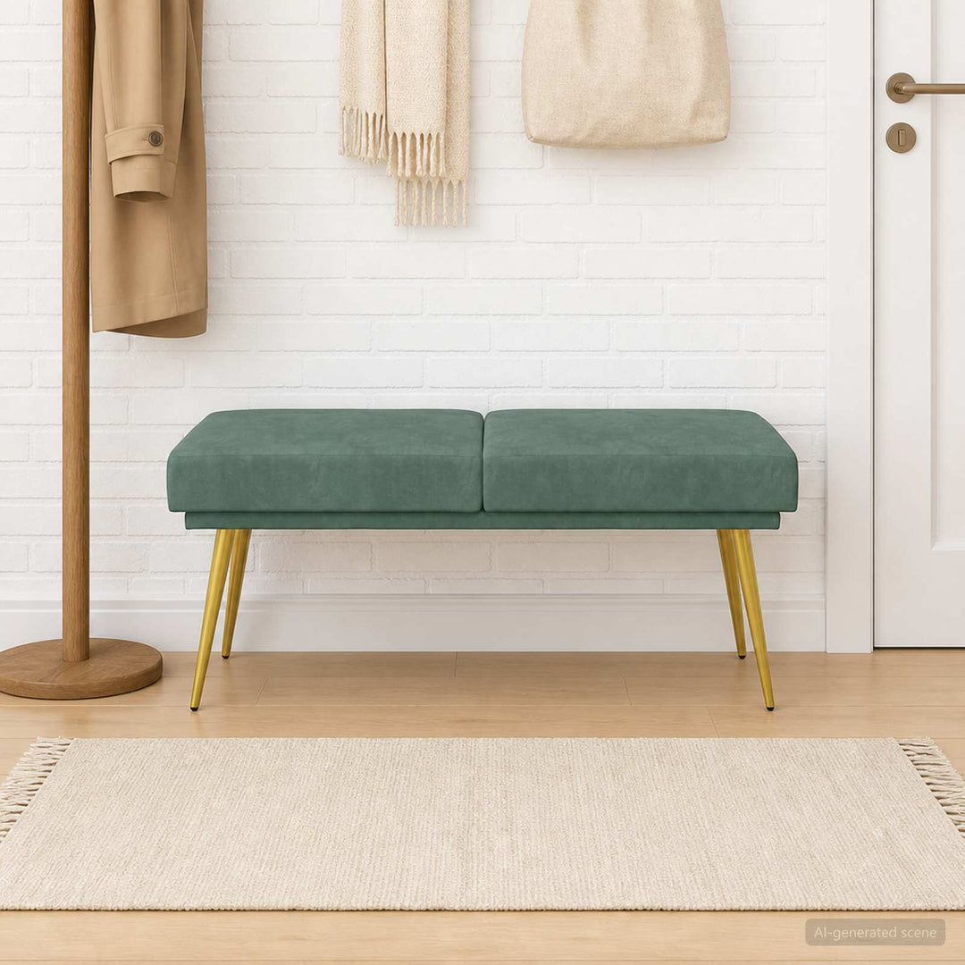 Dobbeltlagret bænk Havgrøn 120 x 45 x 46 cm Fløjl