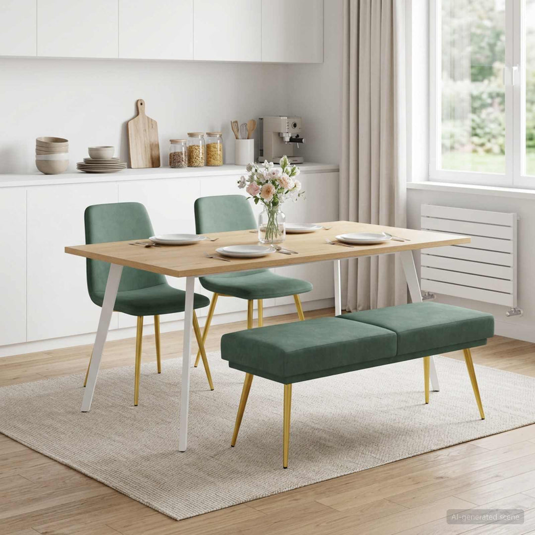 Dobbeltlagret bænk Havgrøn 120 x 45 x 46 cm Fløjl