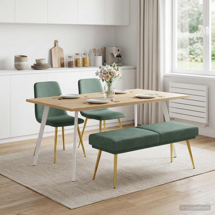 Dobbeltlagret bænk Havgrøn 120 x 45 x 46 cm Fløjl