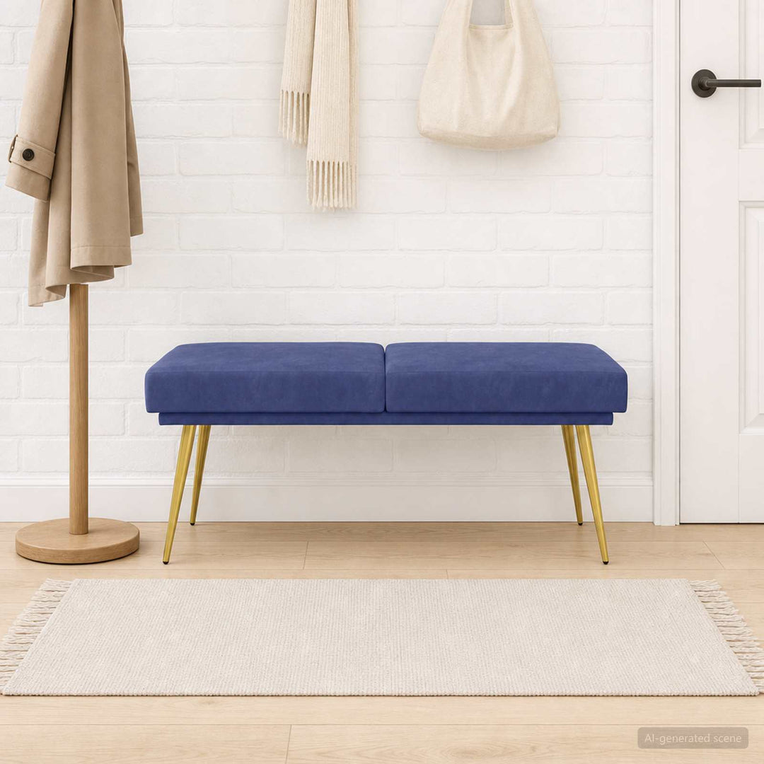 Dobbeltlagret bænk Politi blå 120 x 45 x 46 cm Fløjl