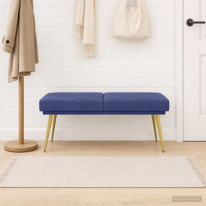 Dobbeltlagret bænk Politi blå 120 x 45 x 46 cm Fløjl