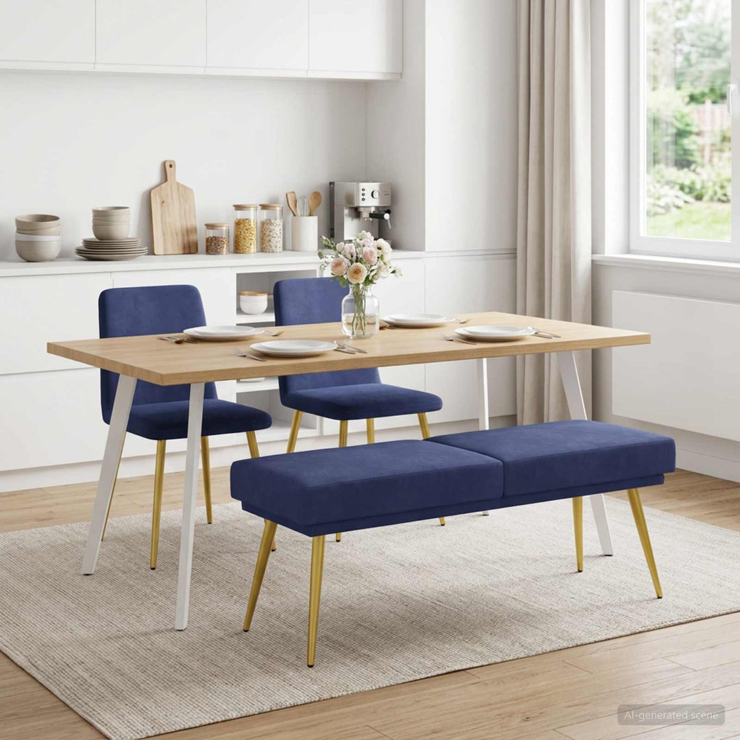 Dobbeltlagret bænk Politi blå 120 x 45 x 46 cm Fløjl