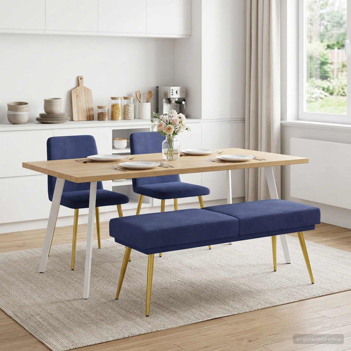 Dobbeltlagret bænk Politi blå 120 x 45 x 46 cm Fløjl