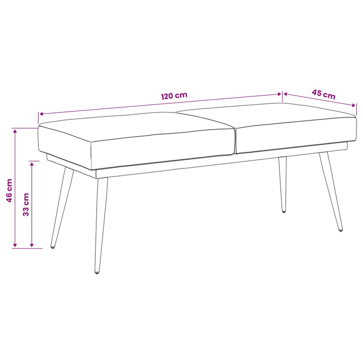Dobbeltlagret bænk Politi blå 120 x 45 x 46 cm Velour