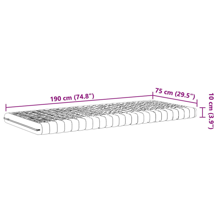 Skummadras 75 x 190 cm Hvid