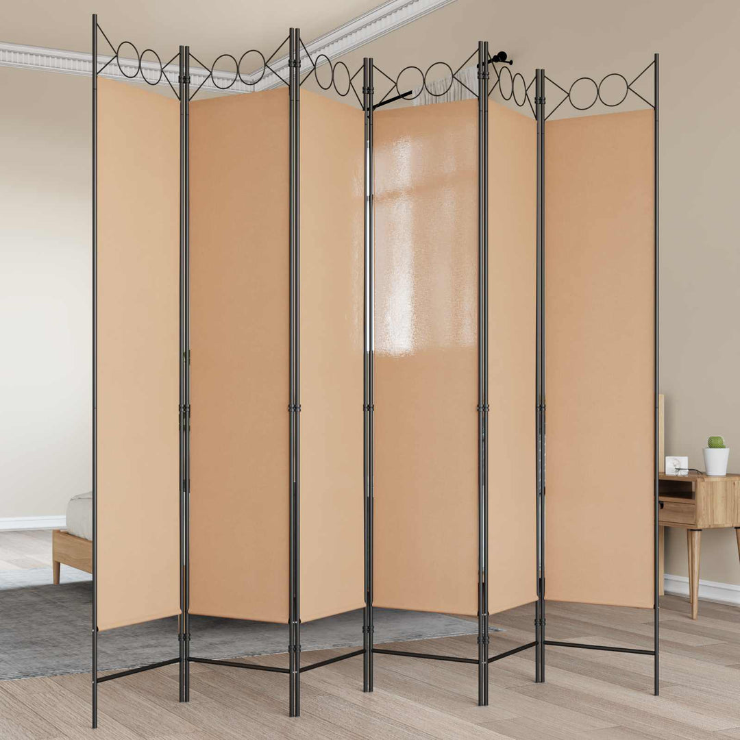 6-Paneler Rumdeler Beige 240 x 200 cm Stof