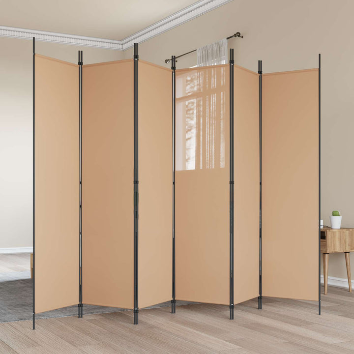 6-Paneler Rumdeler Beige 300 x 200 cm Stof
