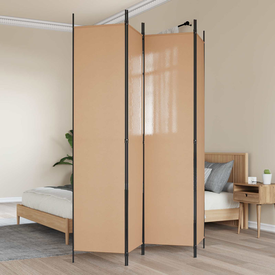 4-panel rumdeler Beige 200 x 220 cm Stof