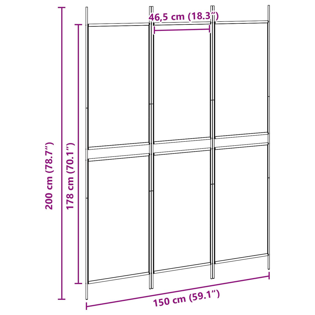 3-panel rumdeler Beige 150 x 200 cm Stof