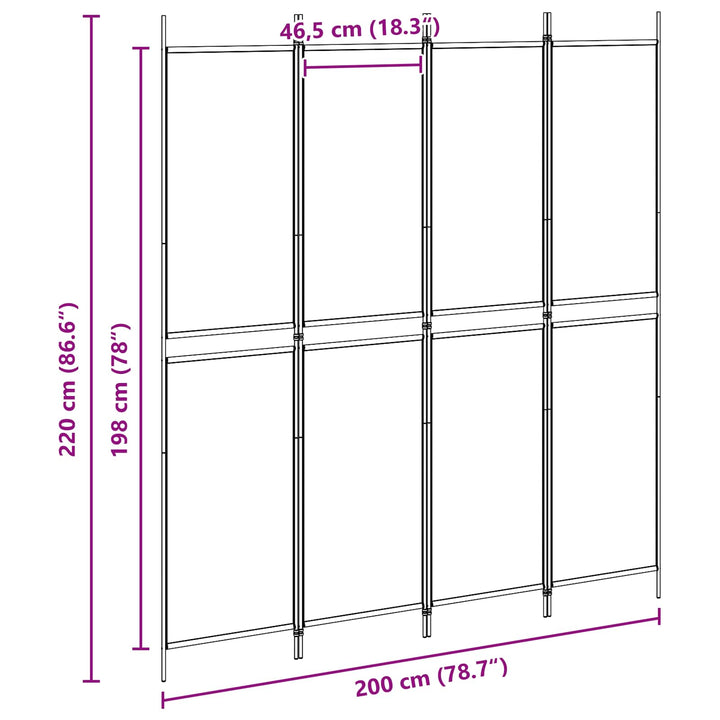 4-panelet rumdivider Beige 200 x 220 cm Stof