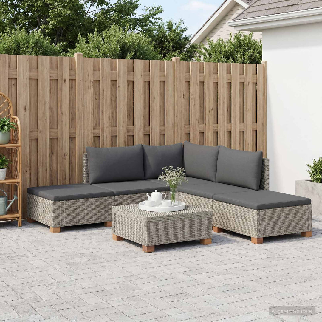 6 stk. Rattan Loungesæt med Puder GENDT Naturlig rattan