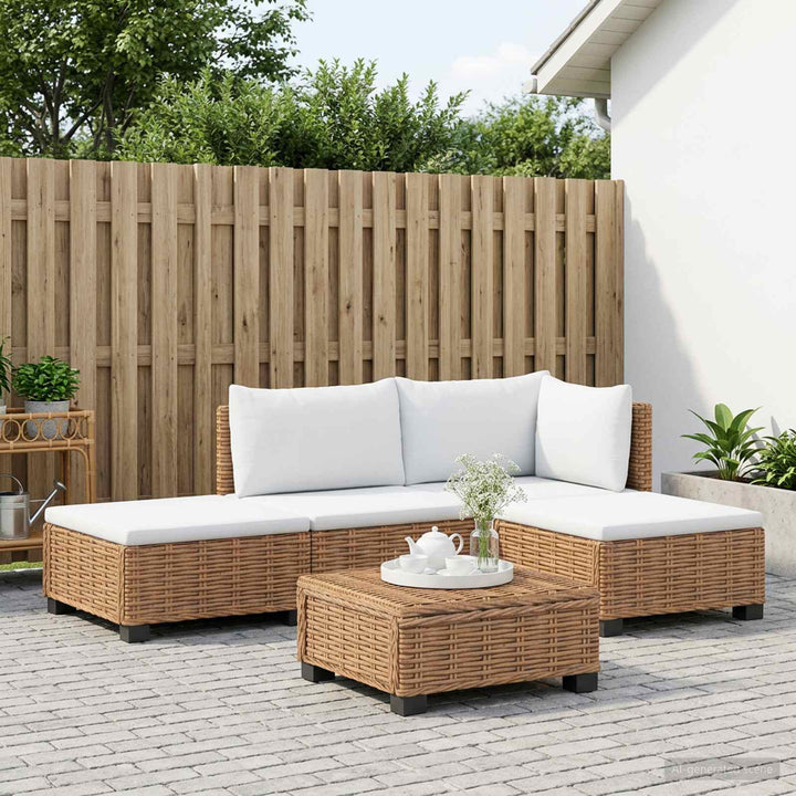 4 stk. Rattan Loungesæt med Puder GENDT Naturlig rattan
