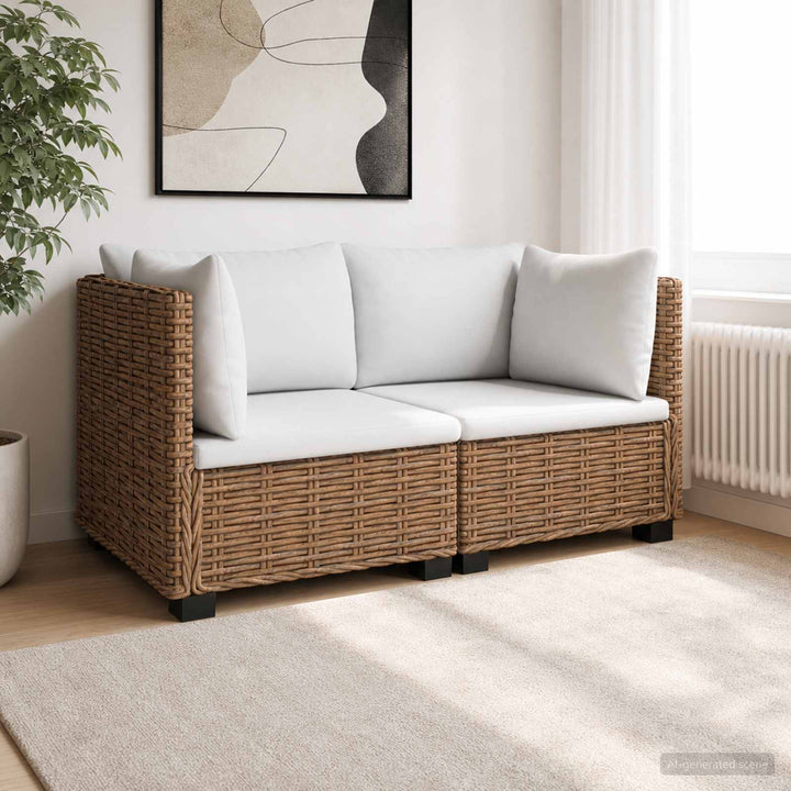 2 stk. Rattan Loungesæt med Puder GENDT Naturlig rattan