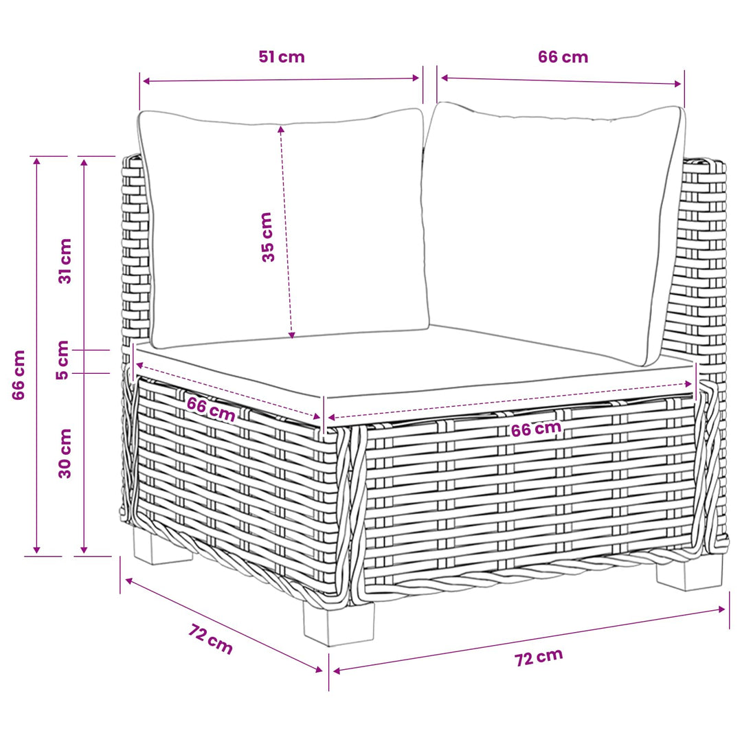 2 stk. Rattan Loungesæt med Puder GENDT Naturlig rattan