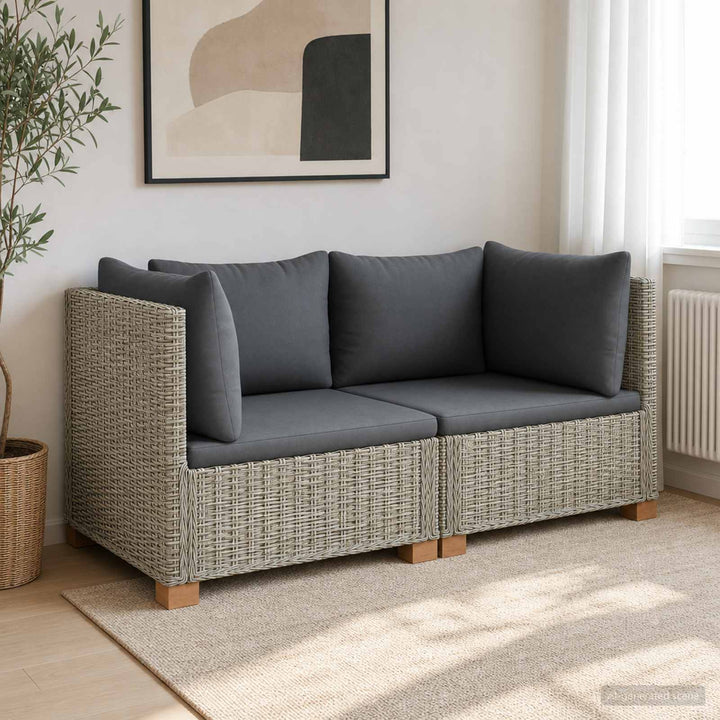2 stk. Rattan Loungesæt med Puder GENDT Naturlig rattan