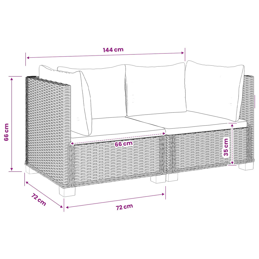 2 stk. Rattan Loungesæt med Puder GENDT Naturlig rattan