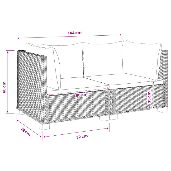2 stk. Rattan Loungesæt med Puder GENDT Naturlig rattan