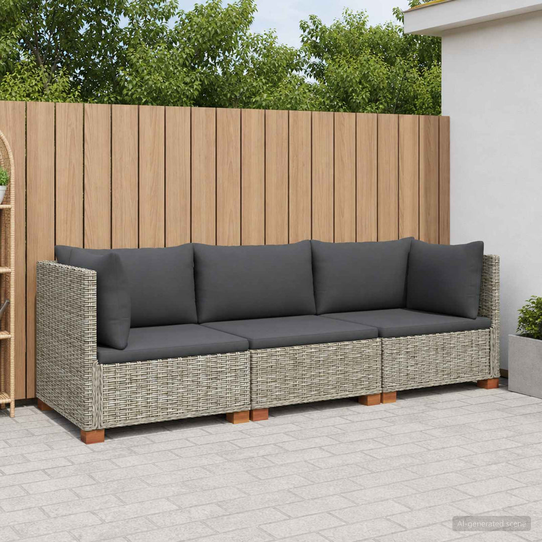 3 stk. Rattan Loungesæt med Puder GENDT Naturlig rattan