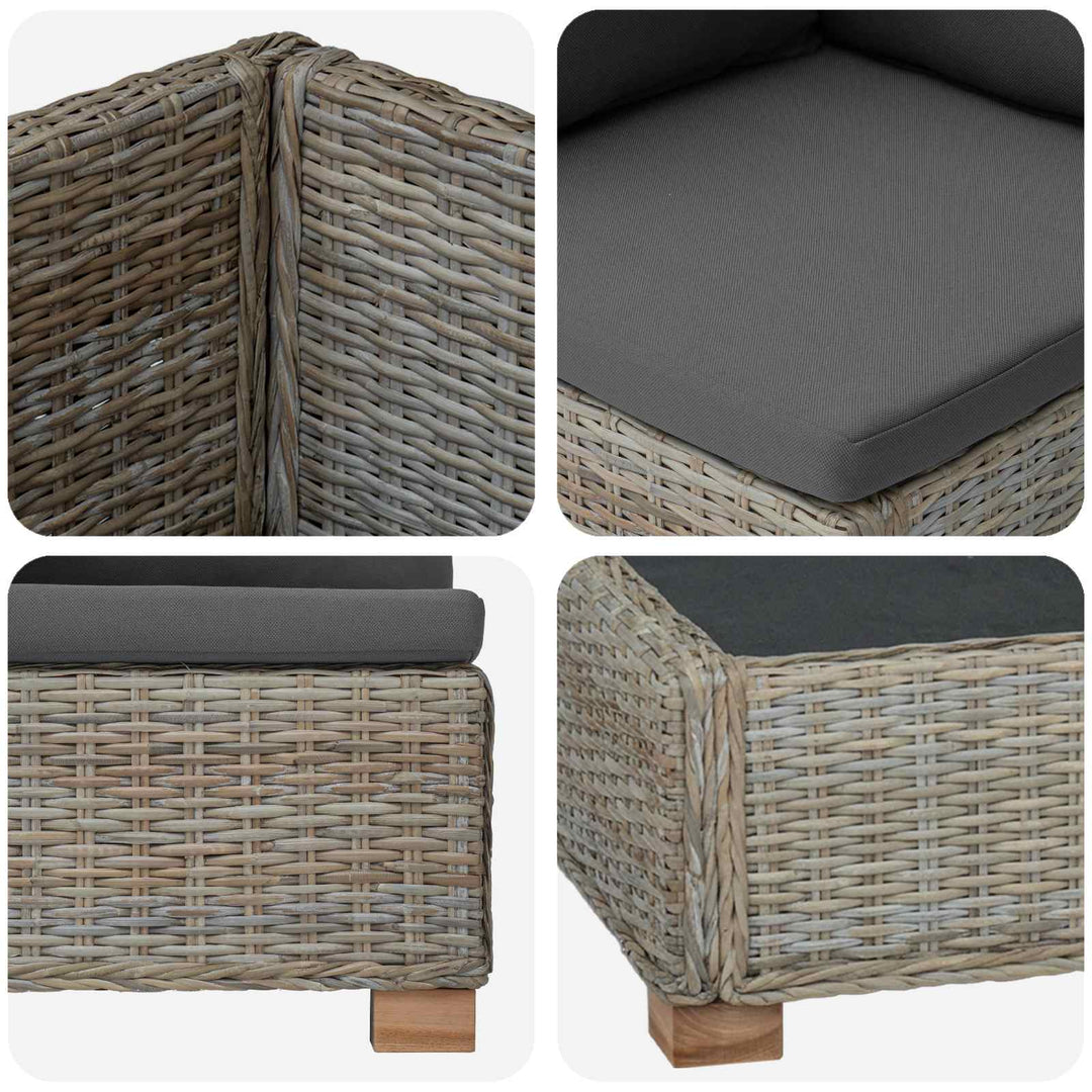 4 stk. Rattan Loungesæt med Puder GENDT Naturlig rattan