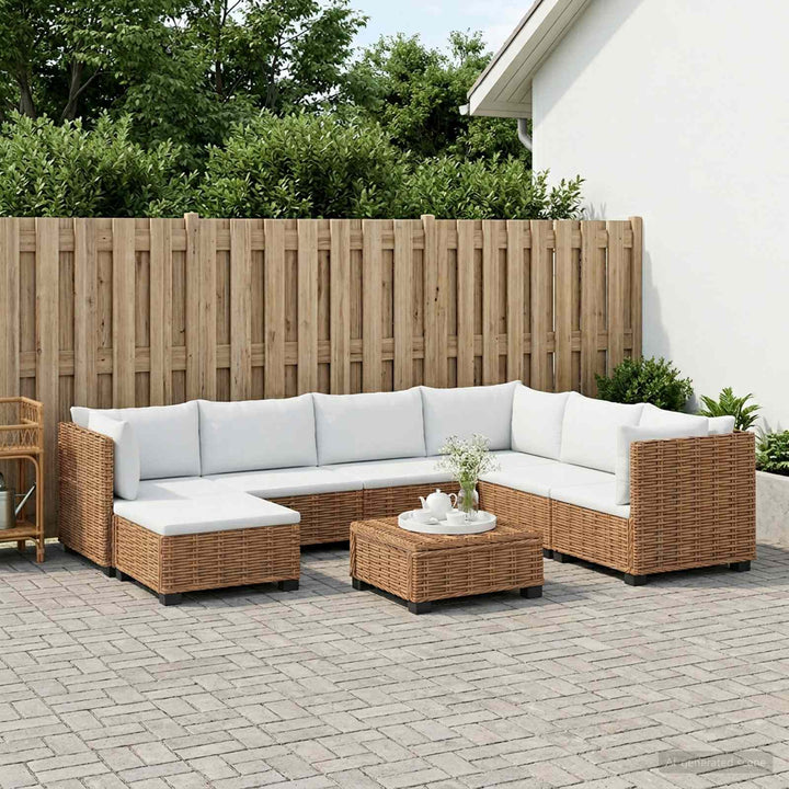 8 stk. Rattan Loungesæt med Puder GENDT Naturlig rattan