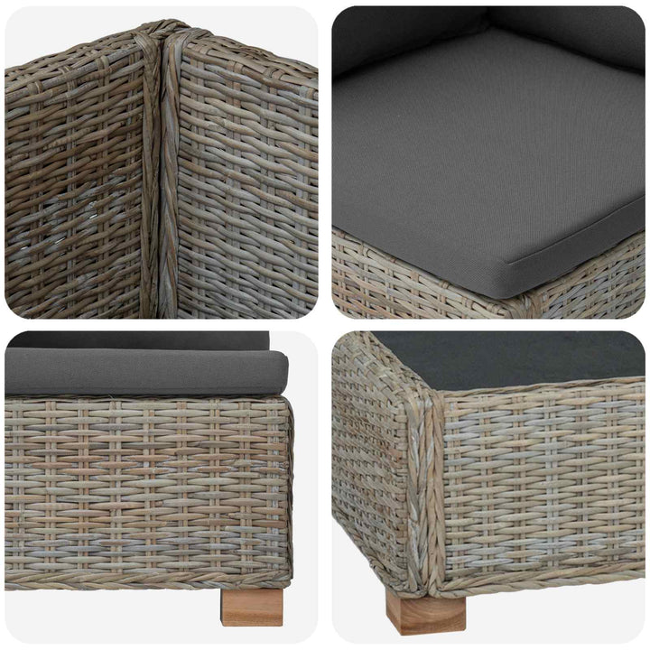 7 stk. Rattan Loungesæt med Puder GENDT Naturlig rattan