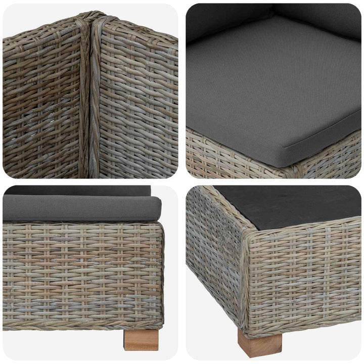 6 stk. Rattan Loungesæt med Puder GENDT Naturlig rattan