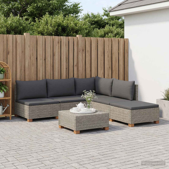 6 stk. Rattan Loungesæt med Puder GENDT Naturlig rattan
