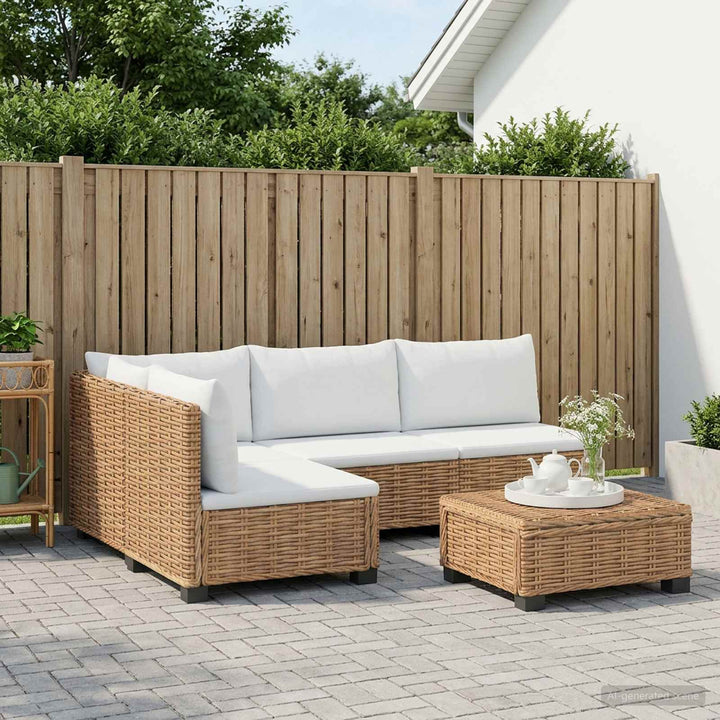 5 stk. Rattan Loungesæt med Puder GENDT Naturlig rattan
