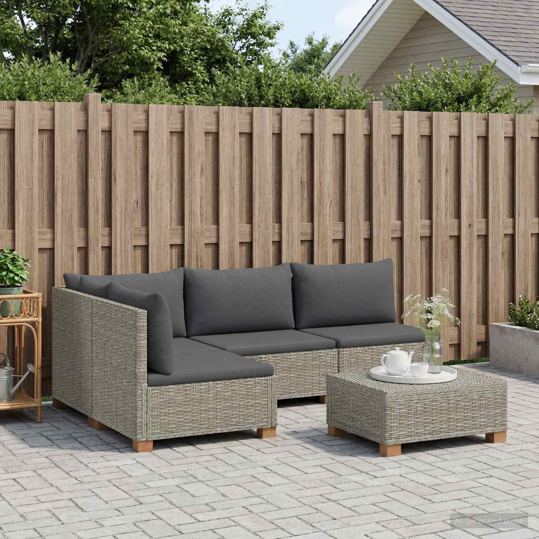 5 stk. Rattan Loungesæt med Puder GENDT Naturlig rattan