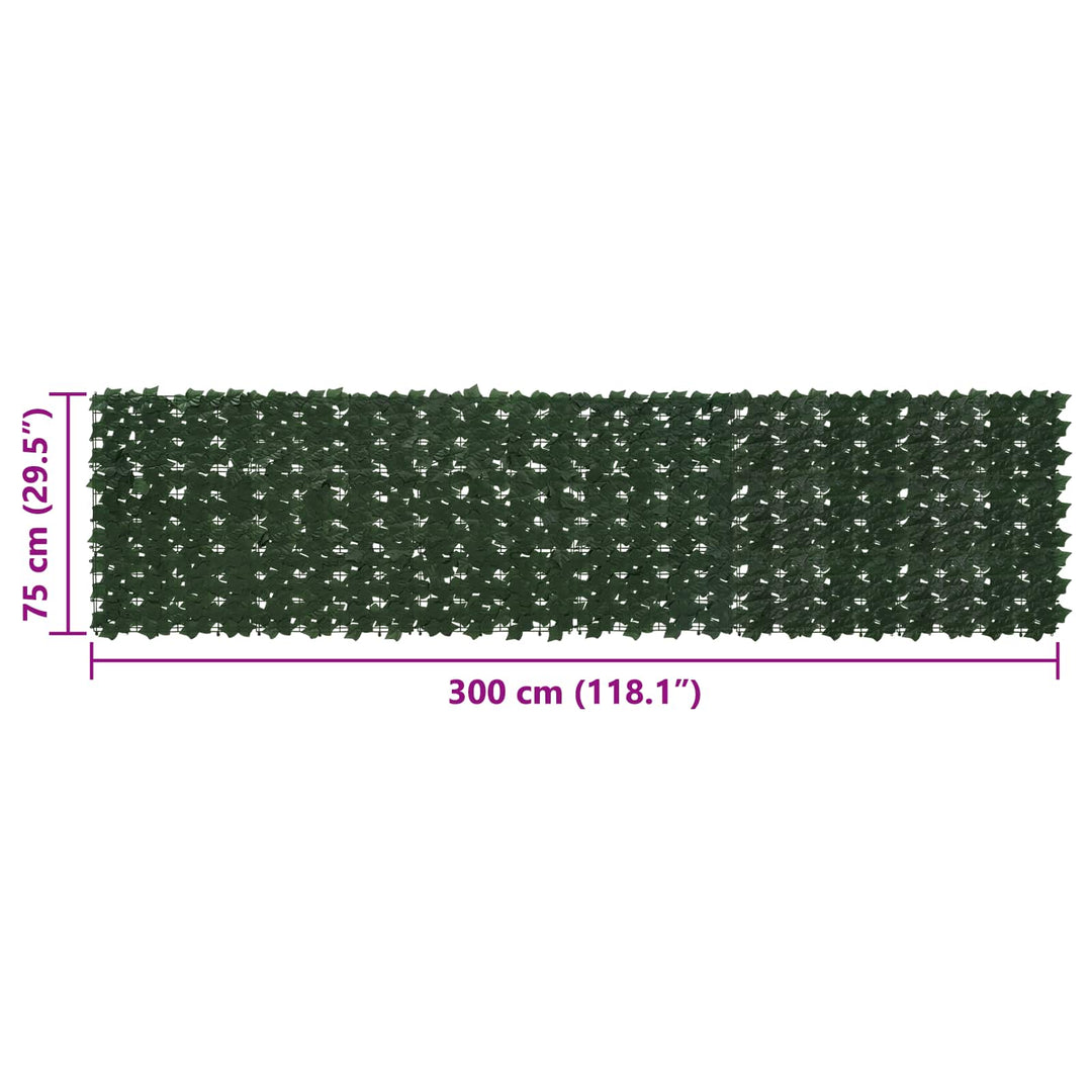 Altanscreen med blade Mørkegrøn 300 x 75 cm Polyethylen og stof