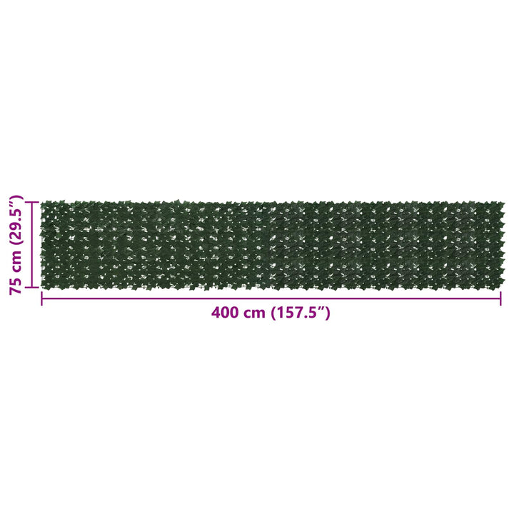 Altanscreen med blade Mørkegrøn 400 x 75 cm Polyethylen og stof