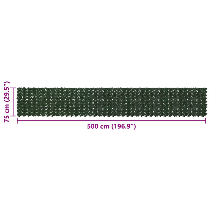 Altanscreen med blade Mørkegrøn 500 x 75 cm Polyethylen og stof
