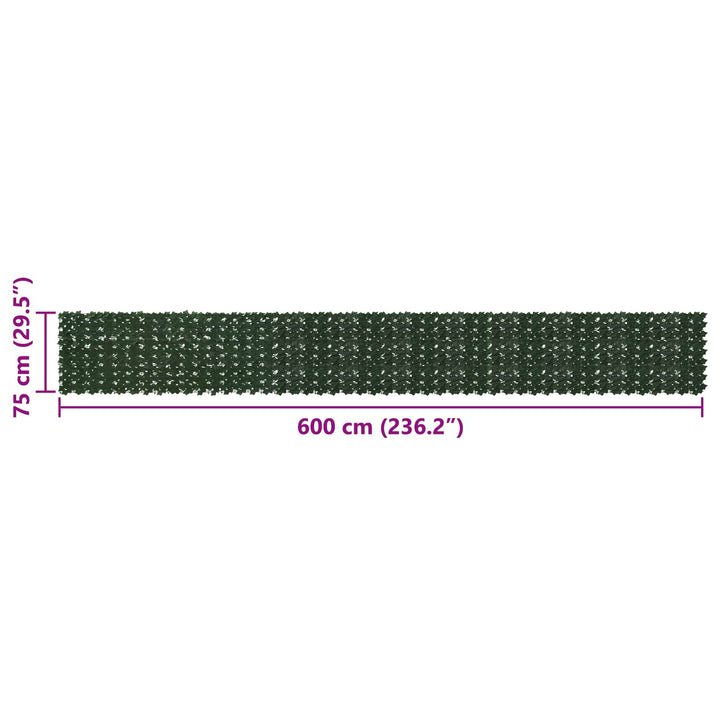 Altanscreen med blade Mørkegrøn 600 x 75 cm Polyethylen og stof