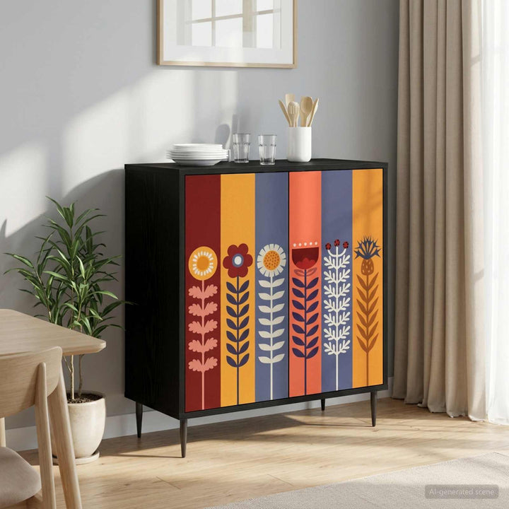 Sideboard ESSEN Sort eg 69 x 33 x 76 cm Konstrueret træ