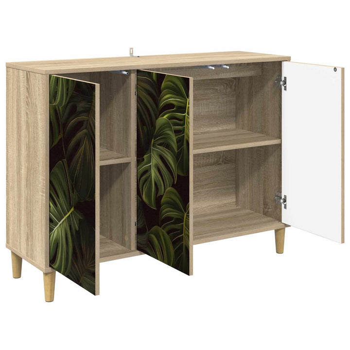 Sideboard ELBURG Sonoma-eg 102 x 33 x 75 cm Konstrueret træ