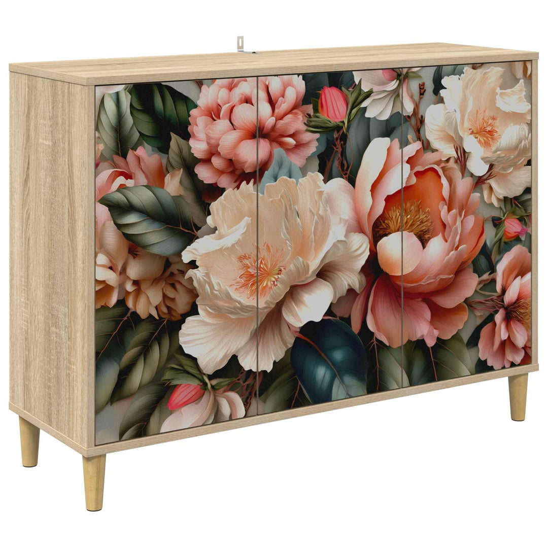Sideboard BORNE Sonoma-eg 102 x 33 x 75 cm Konstrueret træ