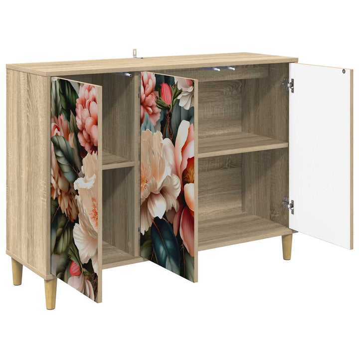 Sideboard BORNE Sonoma-eg 102 x 33 x 75 cm Konstrueret træ