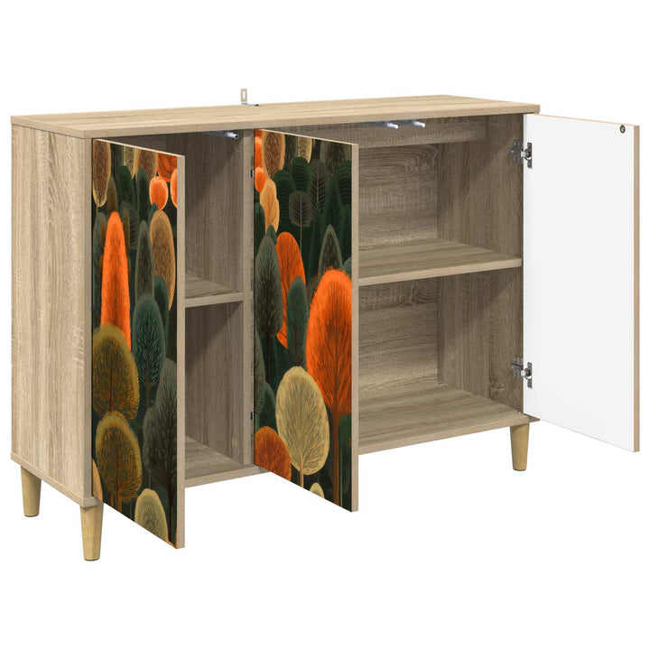 Sideboard ZAANDAM Sonoma-eg 102 x 33 x 75 cm Konstrueret træ