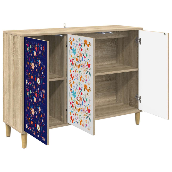 Sideboard MAINZ Sonoma-eg 102 x 33 x 75 cm Konstrueret træ
