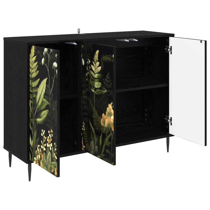Sideboard RHENEN Sort eg 102 x 33 x 76 cm Konstrueret træ