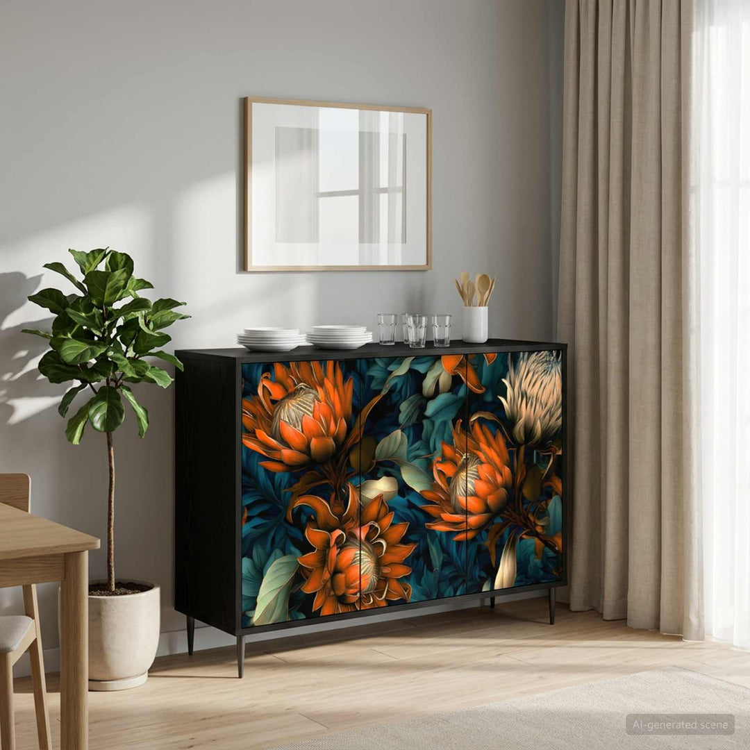 Sideboard LOCHEM Sort eg 102 x 33 x 76 cm Konstrueret træ