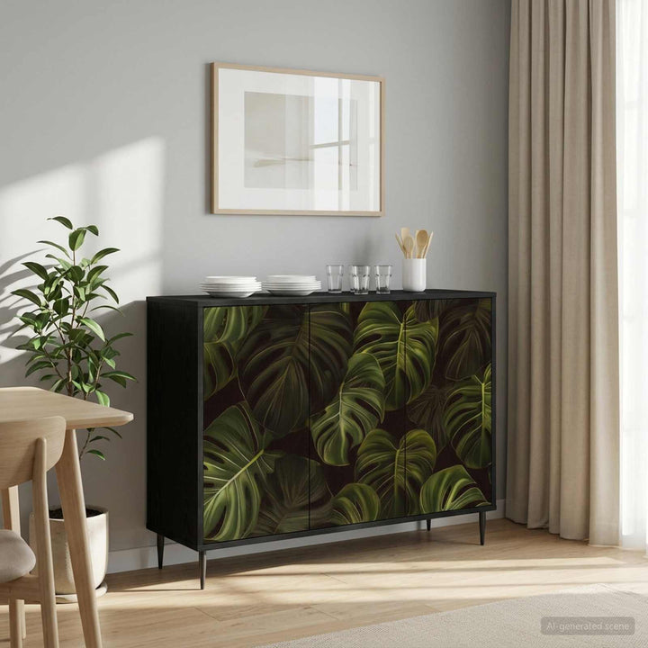 Sideboard ELBURG Sort eg 102 x 33 x 76 cm Konstrueret træ