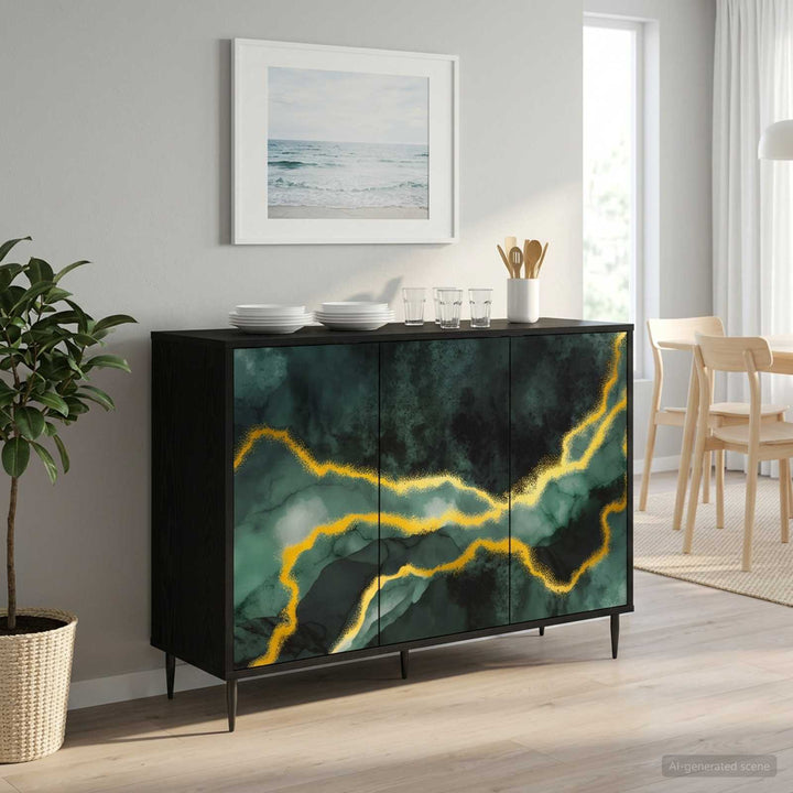 Sideboard WIJHE Sort eg 102 x 33 x 76 cm Konstrueret træ