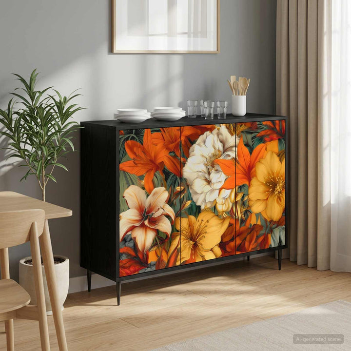 Sideboard GENNEP Sort eg 102 x 33 x 76 cm Konstrueret træ