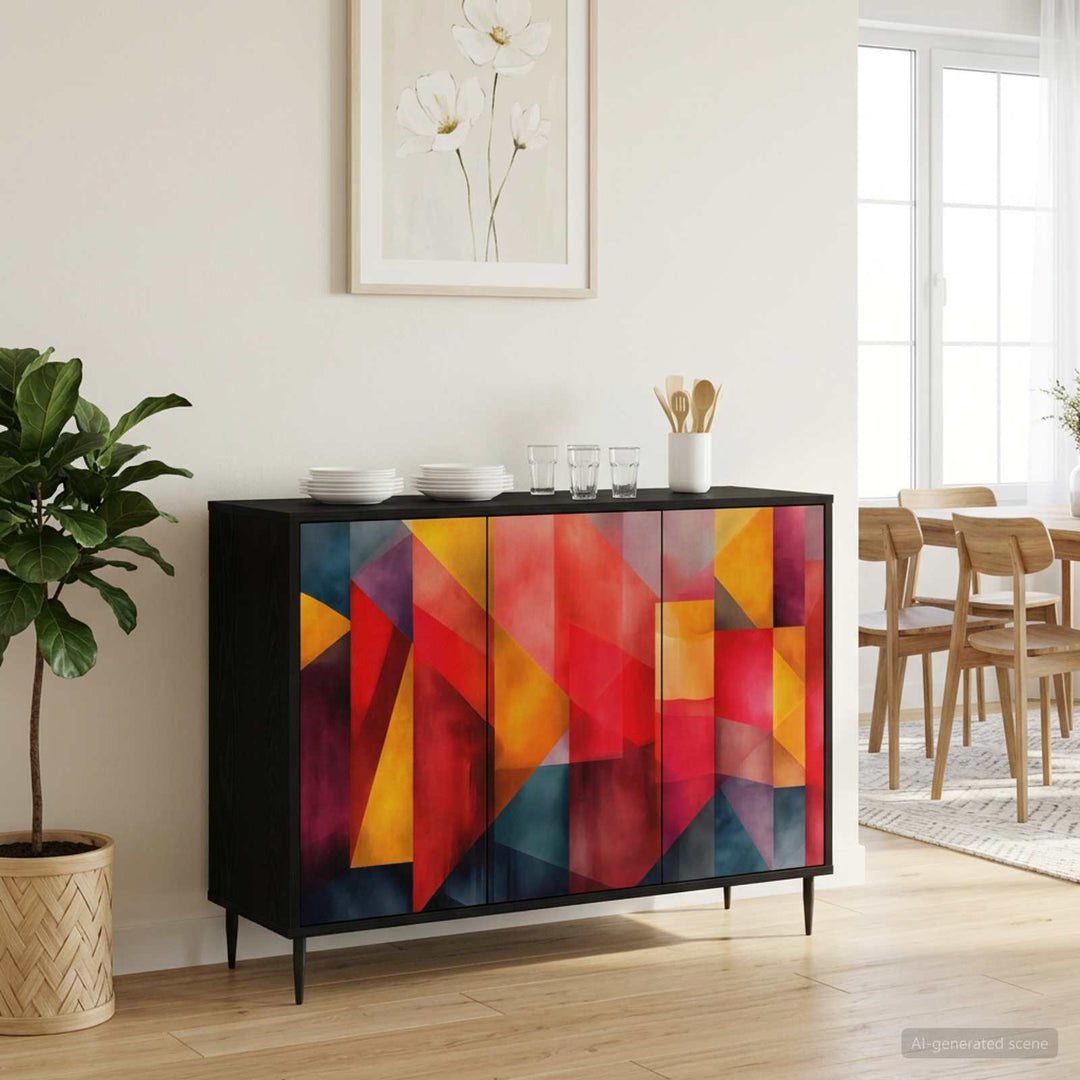 Sideboard HEESCH Sort eg 102 x 33 x 76 cm Konstrueret træ