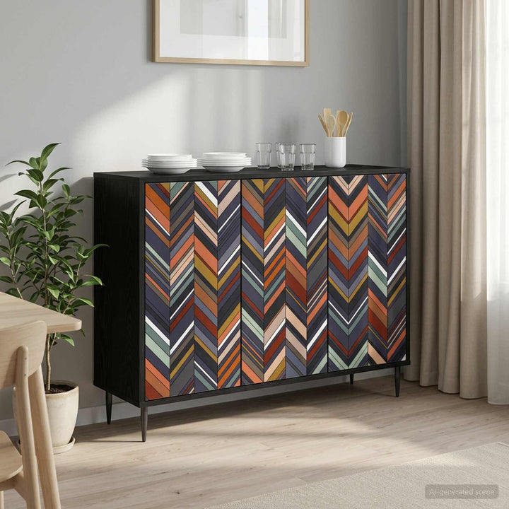 Sideboard OMMEN Sort eg 102 x 33 x 76 cm Konstrueret træ