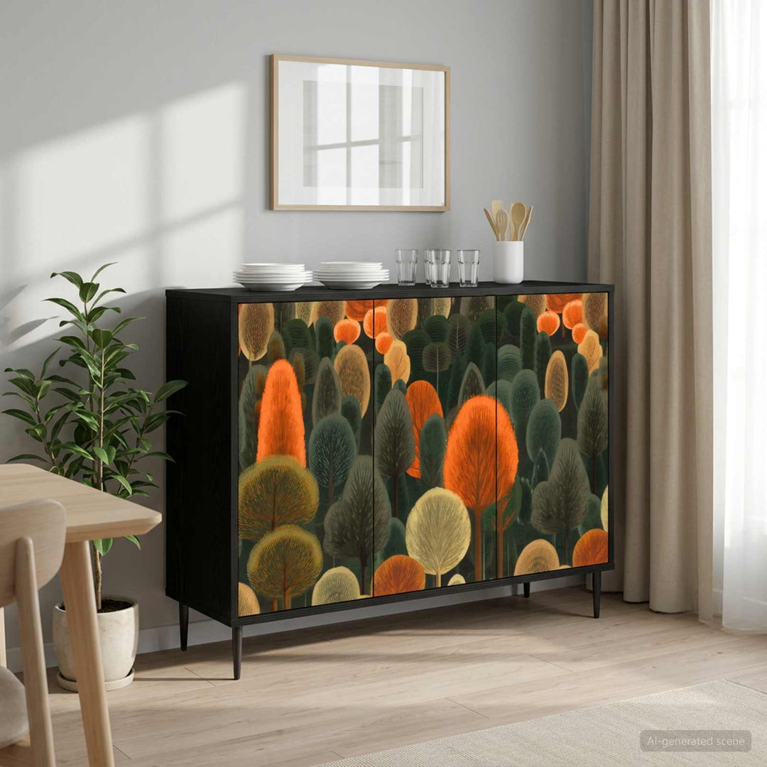 Sideboard ZAANDAM Sort eg 102 x 33 x 76 cm Konstrueret træ